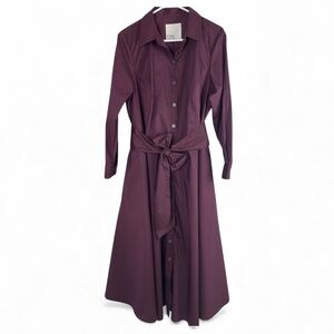 PARI PASSU Burgundy/Bordeaux Poplin Shirt Dress | NWOT | 16